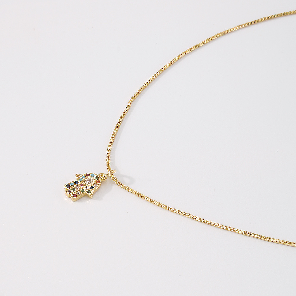 fashion creative palm eye micro-set zircon simple single-layer copper necklace