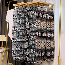 外贸睡裤女士夏季薄款大码人造绵沙滩防蚊外穿家居碎花长裤子宽松