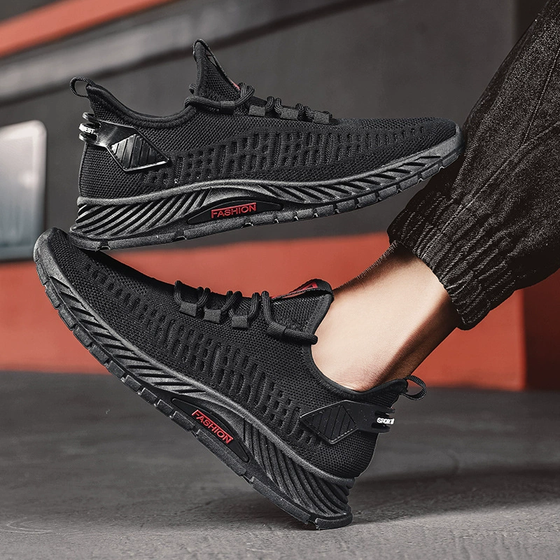 2024 весна новый летающий ткачество низкая банда спортивная повседневная обувь тренд корейская мода кроссовки кокосовая рабочая мужская обувь