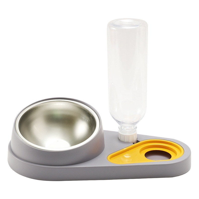 Gato tazón de alimentación de agua de acero inoxidable muñeca de tela gato automático no húmedo boca beber hervidor de alimentos para mascotas antidetonantes tazón de arroz