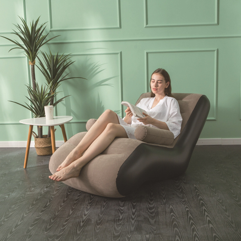 New inflatable lazy sofa outdoor flocking sofa chair portable lunch break bed creative S-shaped recliner photo studio gift