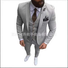 跨境外贸男士西服西装婚礼休闲主持3件套休闲西装婚礼主持外贸