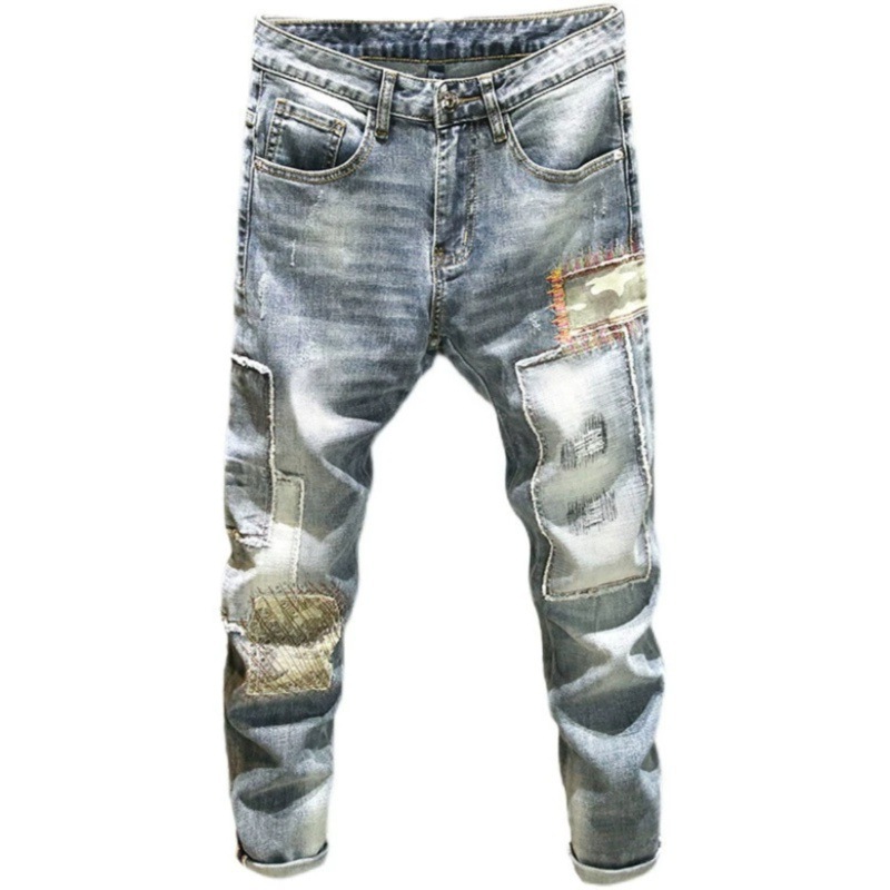 2024 New High-end Washed Jeans Men's Slim-fit Straight Pants Korean Casual All-match Youth Trousers