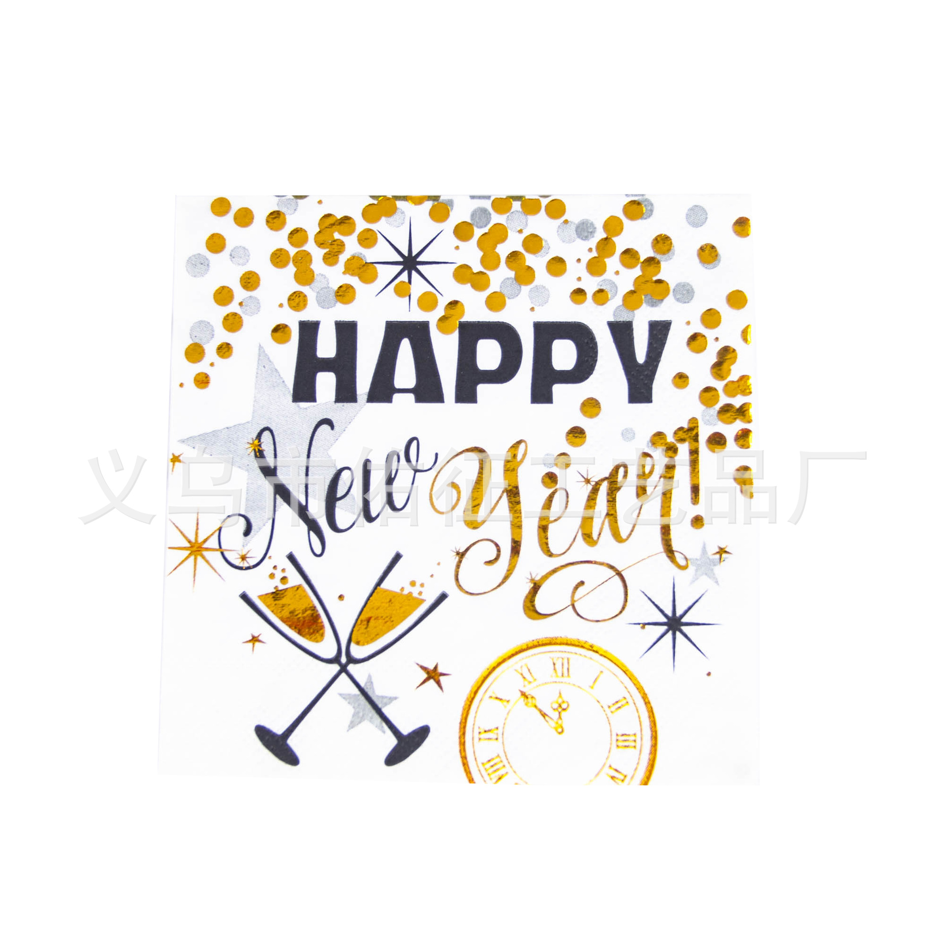 Plato de papel redondo blanco desechable de estilo de Año Nuevo conjunto de plato de pastel de cumpleaños para decoración de fiesta