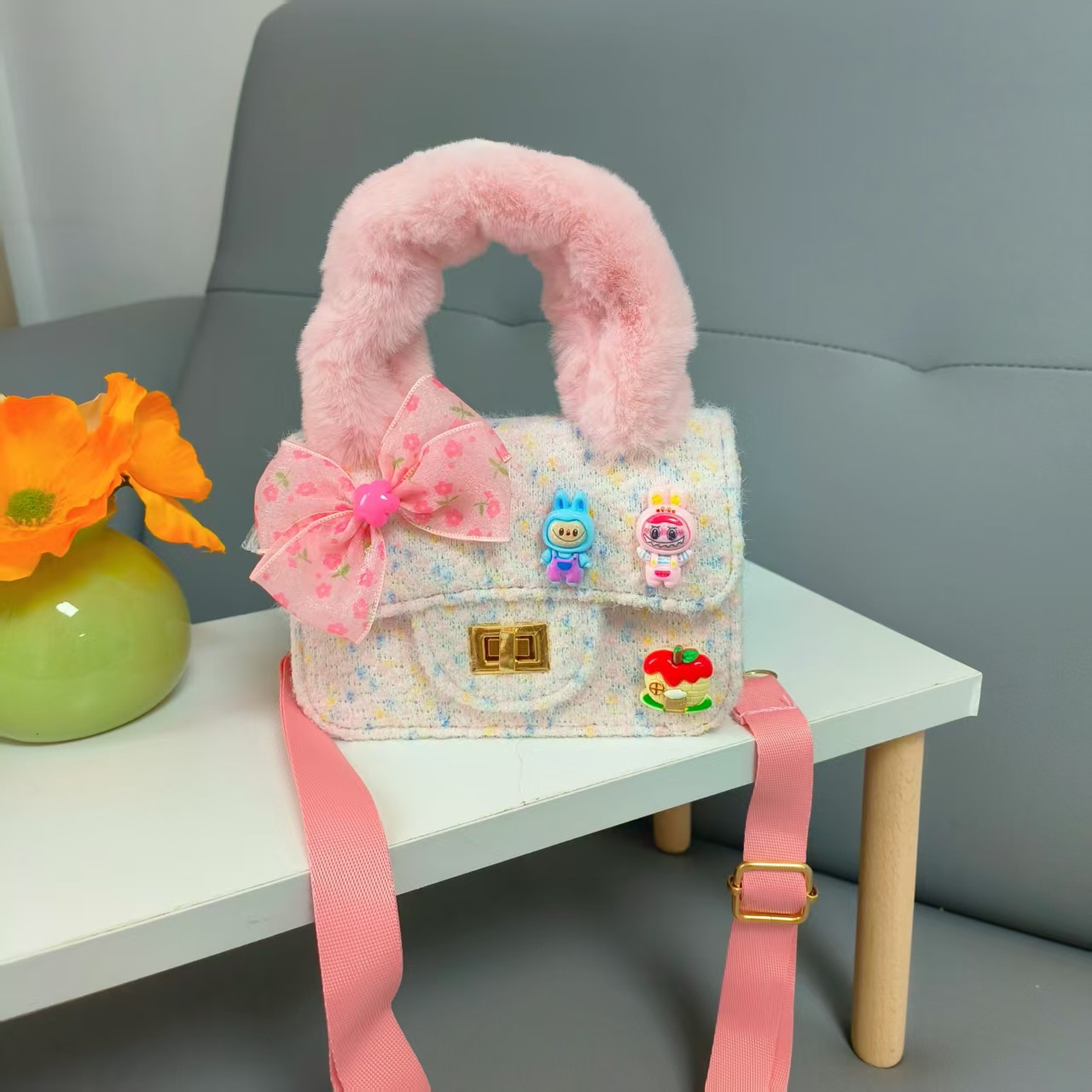 Bolsa de princesa de arco de dibujos animados para niños Año Nuevo bolso de hombro bolso de cadena pequeña bolsa de accesorios de viento fragante