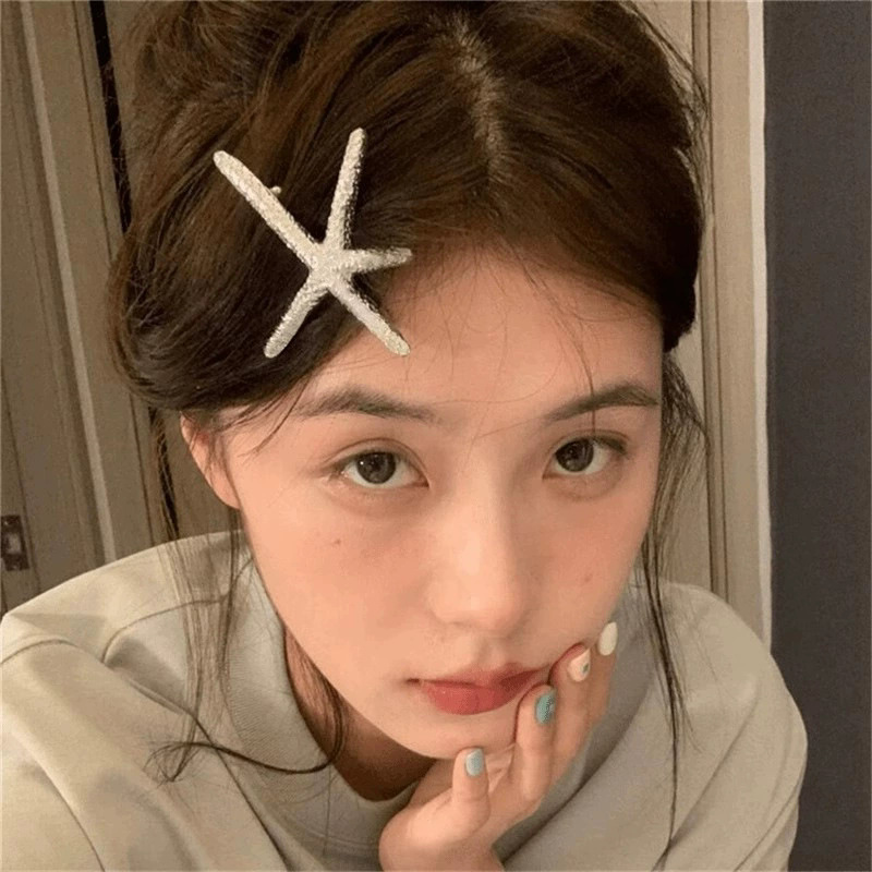 韩国银色海星发夹女甜酷高级感前额侧边刘海夹新款发卡发饰品批发|undefined