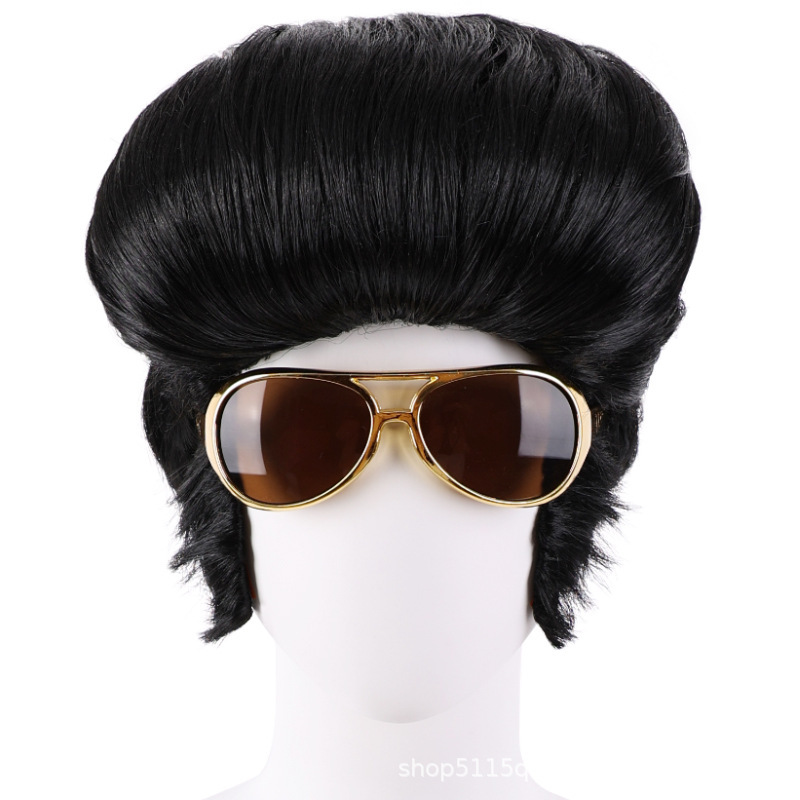 Rock singer Elvis Presley wig cosplay funny wig Halloween party dance performance props