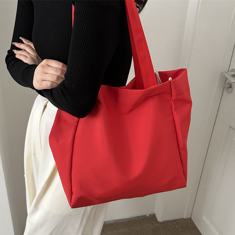 Bags for Women New Korean Style Solid Color Large Capacity Canvas Shoulder Bag Simple Commuter Student Tote Bag Shopping Bag Trendy