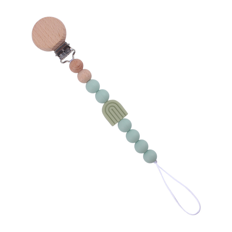 Nuevo bebé haya plana chupete clip calmante bebé dibujos animados arco iris de silicona mordedura molar chupete cadena