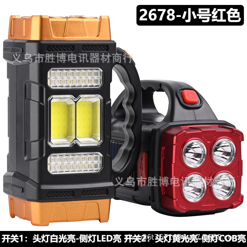 Lámpara de mano solar transfronteriza de emergencia carga de luz brillante LED linterna USB doble fuente de luz al aire libre camping exploración