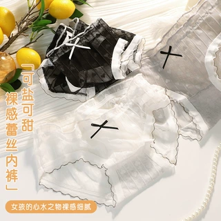 日系网纱蕾丝性感少女甜美三角中低腰内裤女学生透气舒适棉裆纯棉