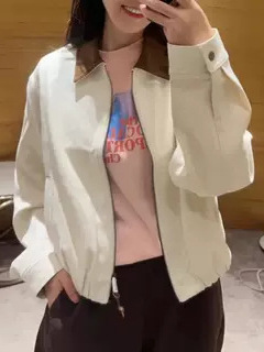 现货2025新款女装 设计感弹力棉宽松显瘦牛仔夹克短款拉链外套|undefined