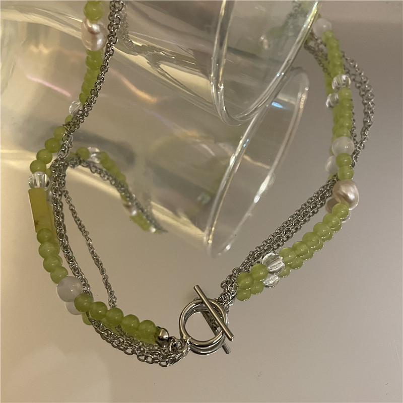 Wholesale Jewelry Baroque Green Cystal Beaded Multi-layer Necklace Nihaojewelry display picture 10