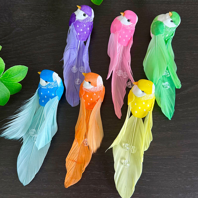 Lanzamiento de nuevos productos, plumas de simulación, diamantes brillantes, pájaros/plumas reales/pájaros de espuma, adornos de diseño de pájaros falsos, accesorios de fotografía decorativos image 6