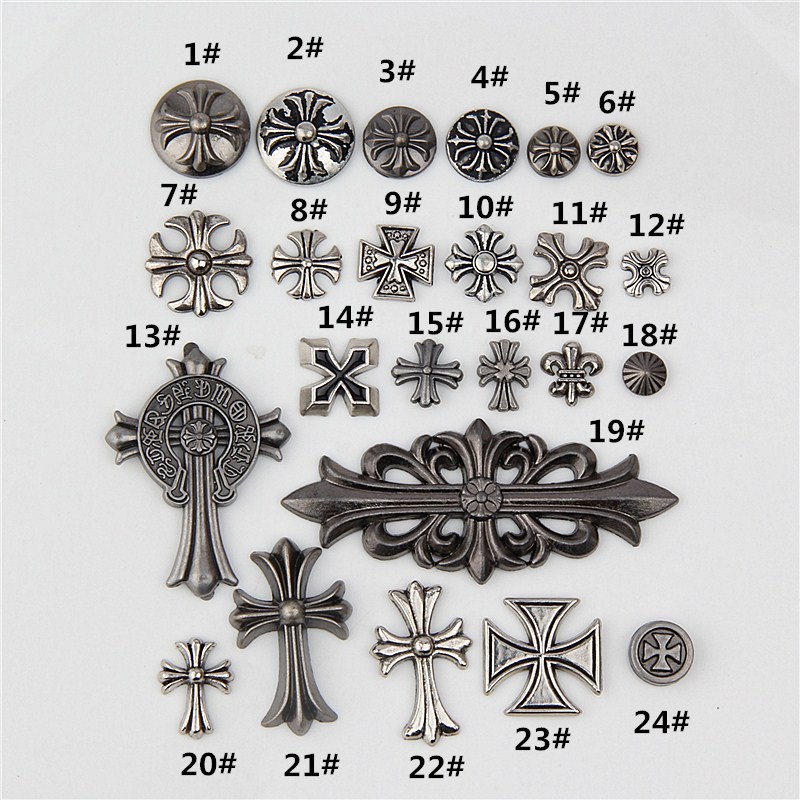 DIY十字架铆钉鬼头柳丁包 表带手工金属朋克机车夜店服装材料配件