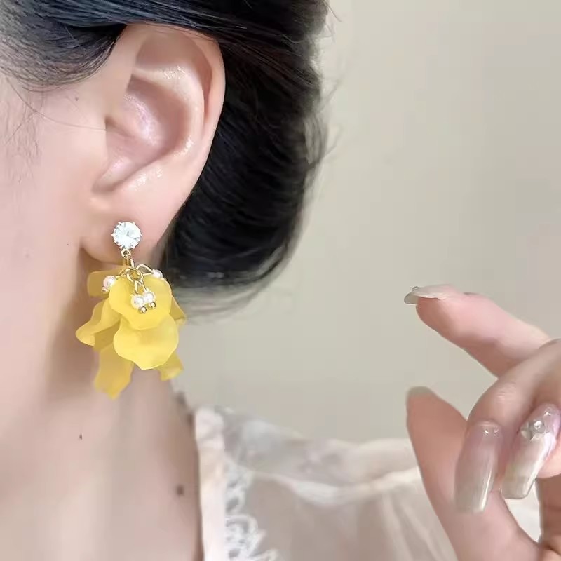 294#黄色花瓣耳夹【赠胶垫】