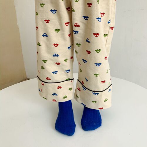 Korean children's clothing children's spring and autumn Korean version pure cotton brushed pajamas set boys and girls baby home clothes two-piece set