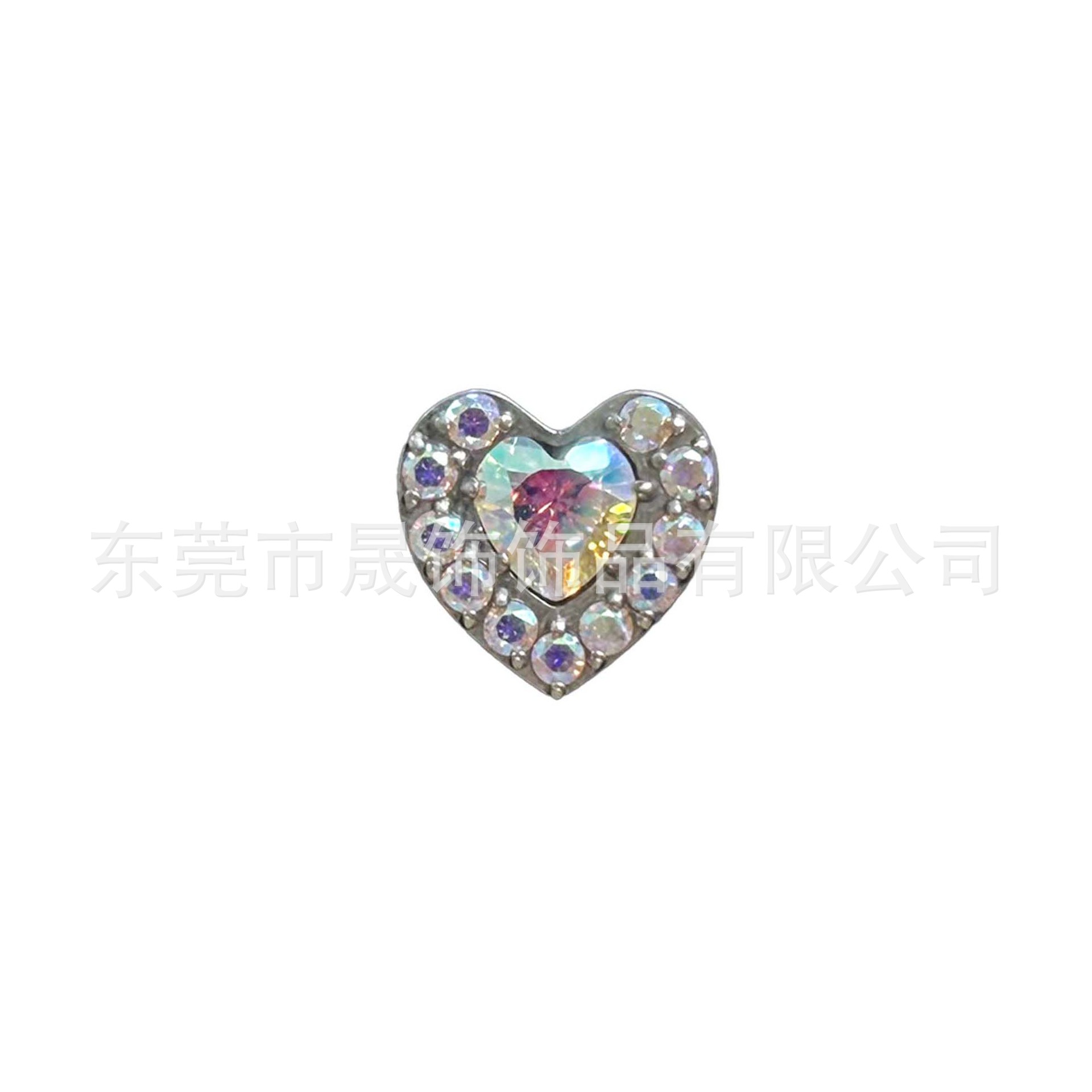 F136 Titanium Heart Studded Multicolor Cubic Zirconia Ear Stud Heart Labret Stud G23 Implant Grade Titanium 人体 Piercing Jewelry Helix Cartilage Stud