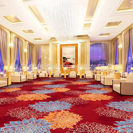 800克红色牡丹中国风宴会厅地毯 工厂现货库存商用印花地毯
