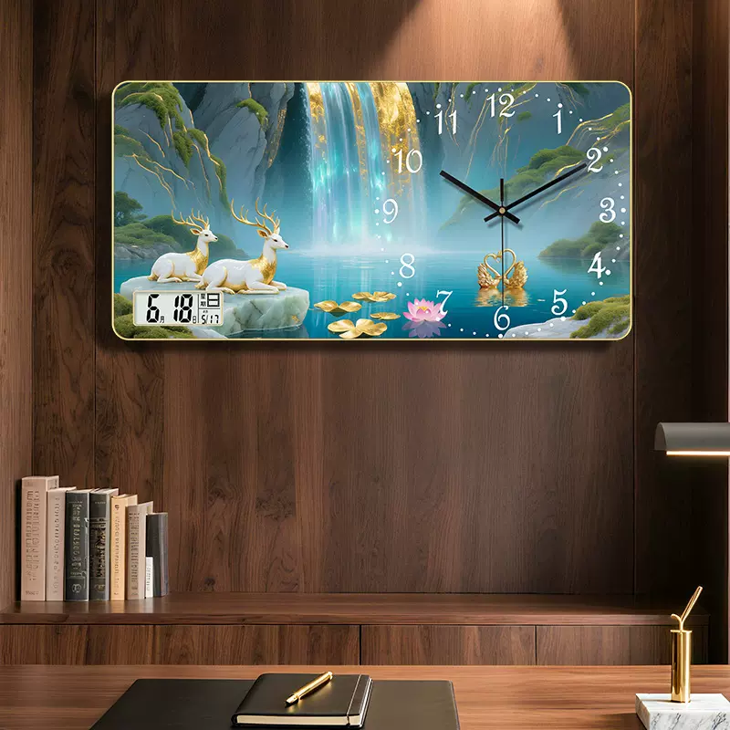 现代简约装饰画钟表客厅沙发背景墙时钟轻奢极简高端艺术创意挂钟