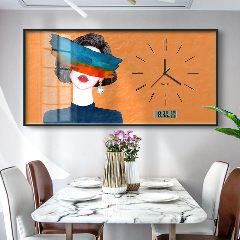 Caja de medidor de electricidad decoración pintura de gran tamaño con reloj calendario perpetuo para niñas que cubren la caja de distribución fuerte y débil pintura colgante del restaurante