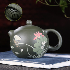 BB4C批發宜興紫砂壺 原礦民國綠泥 扁西施 手工紫砂壺都（球