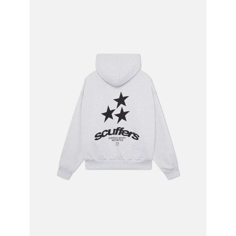 New scuffers letter and star print hooded sweatshirt, casual loose fit with dropped shoulders and ribbed cuffs New scuffers letter and star print hooded sweatshirt, casual loose fit with dropped shoulders and ribbed cuffs