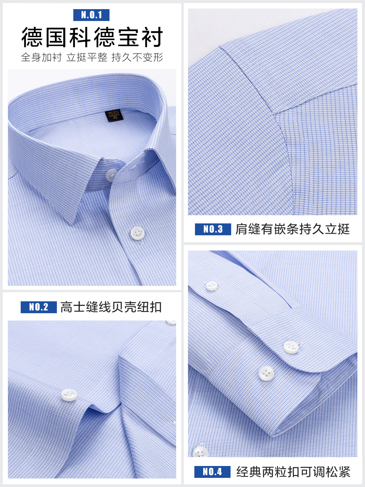 Camisas de seda de alta calidad sin escaldar, camisas de hombre de mangas largas, ropa de negocios azul, camisas casuales a cuadros de pájaros, 200 4 hebras