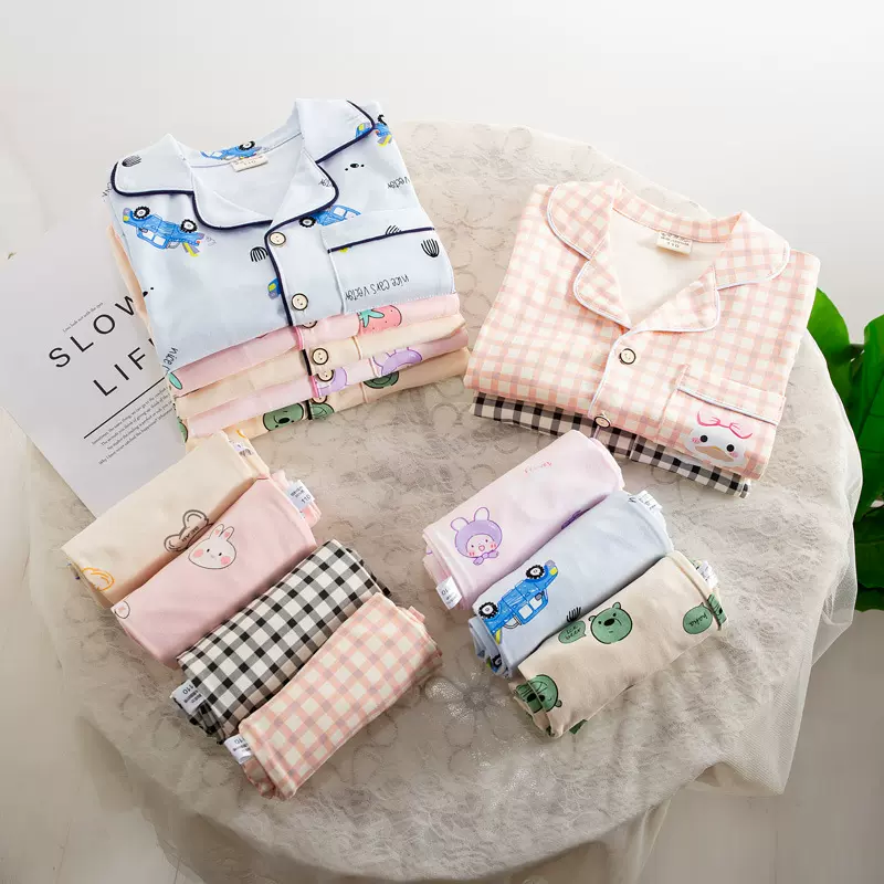 秋季男女童睡衣儿童春秋家居服长袖两件套中大童休闲家居套装