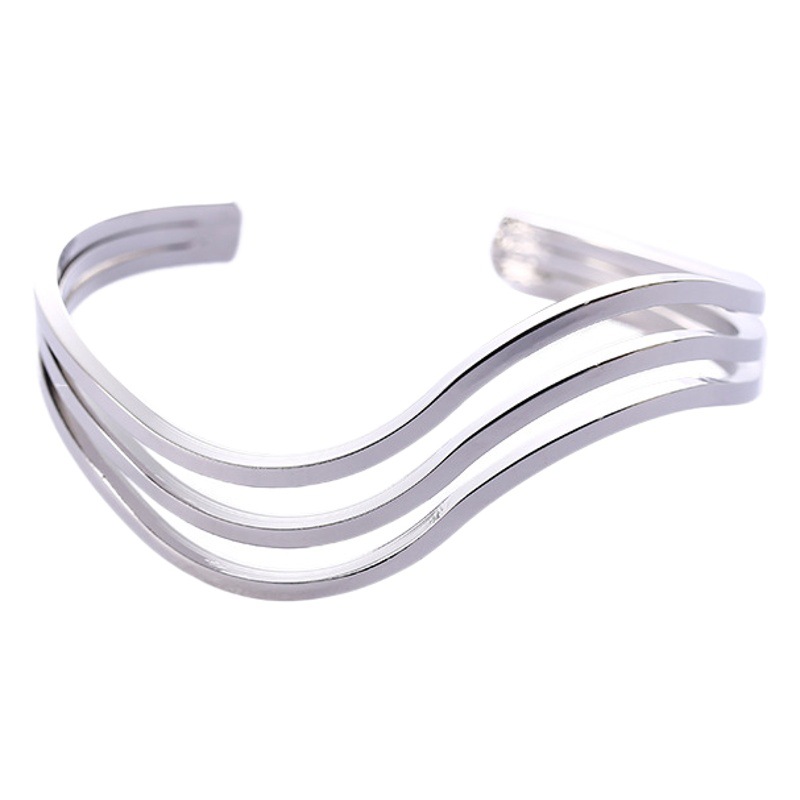 Pulsera de textura de metal europea y americana diseño de nicho pulsera de tres líneas personalidad versátil hombres y mujeres personalidad de moda pulsera de hip hop