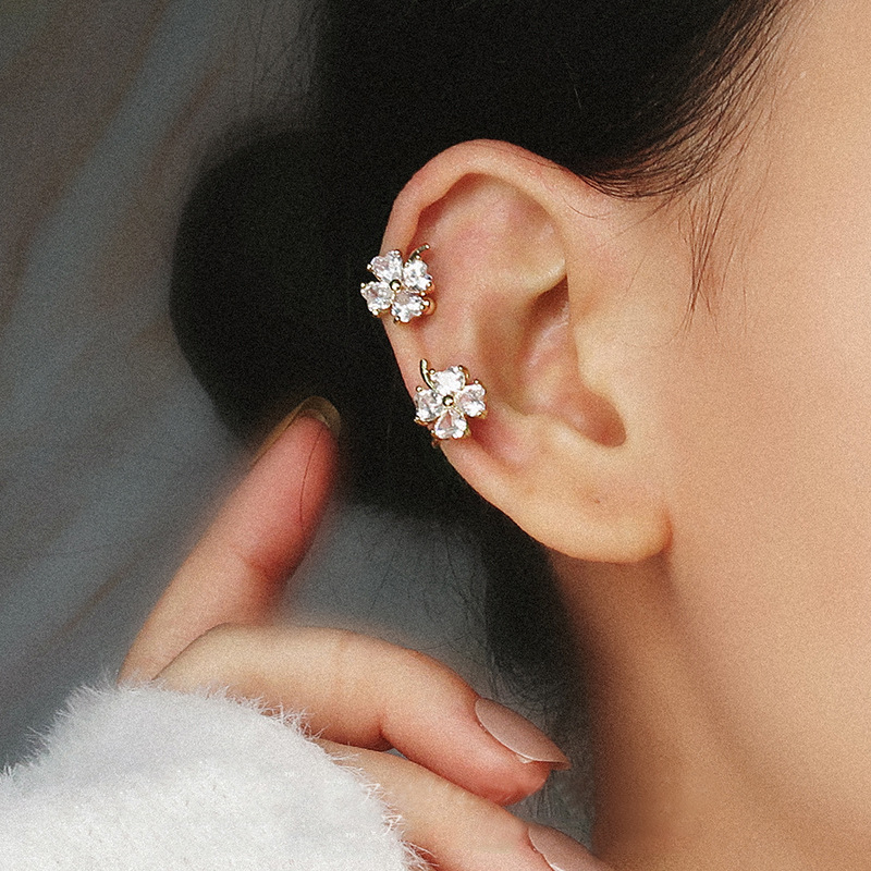 Clip de oreja pendientes no perforados hebilla de oreja francesa femenina 14K pendientes de retención de color temperamento de alto grado clip de hueso de oreja francesa