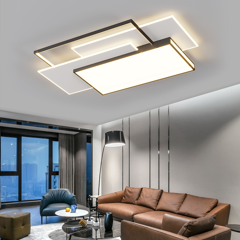Luz de sala de estar simple, moderna y minimalista 2025, nueva combinación de lámparas de techo de dormitorio rectangular de Guangdong Zhongshan