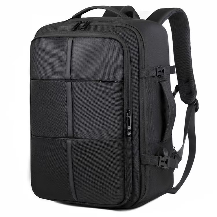 Men's Business Expansion Large-Capacity Computer Bag, Travel Storage Bag, Student Class Solid Color Backpack for Men