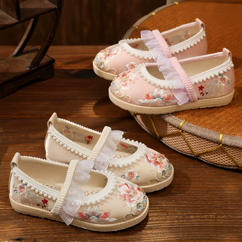 Обувь Hanfu для девочек, весна и осень, новая обувь ручной работы с вышивкой в старинном костюме, ретро-обувь в китайском стиле, старая Пекинская детская Тканевая обувь