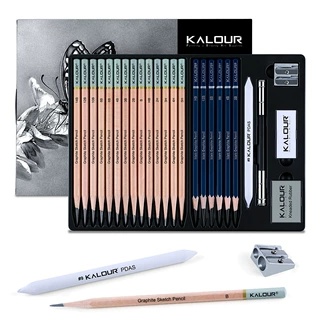 KALOUR25件素描铅笔纸盒套装哑光素描美术绘画铅笔