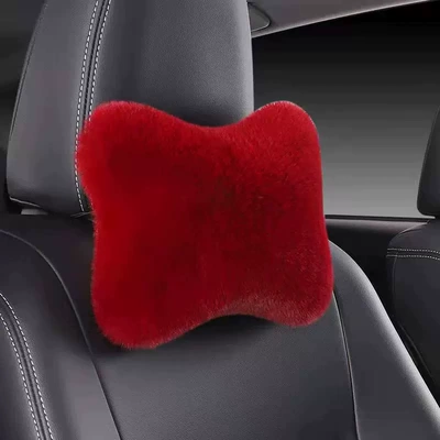 Pillow Pair, Car Neck Pillow, Car: Headrest - plush-headrest-burgundy-one