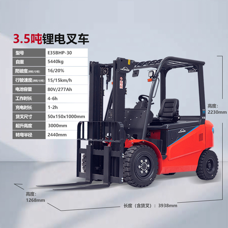 [Depósito] Linde 1.5 / 2 / 2.5 / 3 / 3.5 toneladas de batería de litio de cuatro ruedas tipo carretilla elevadora eléctrica