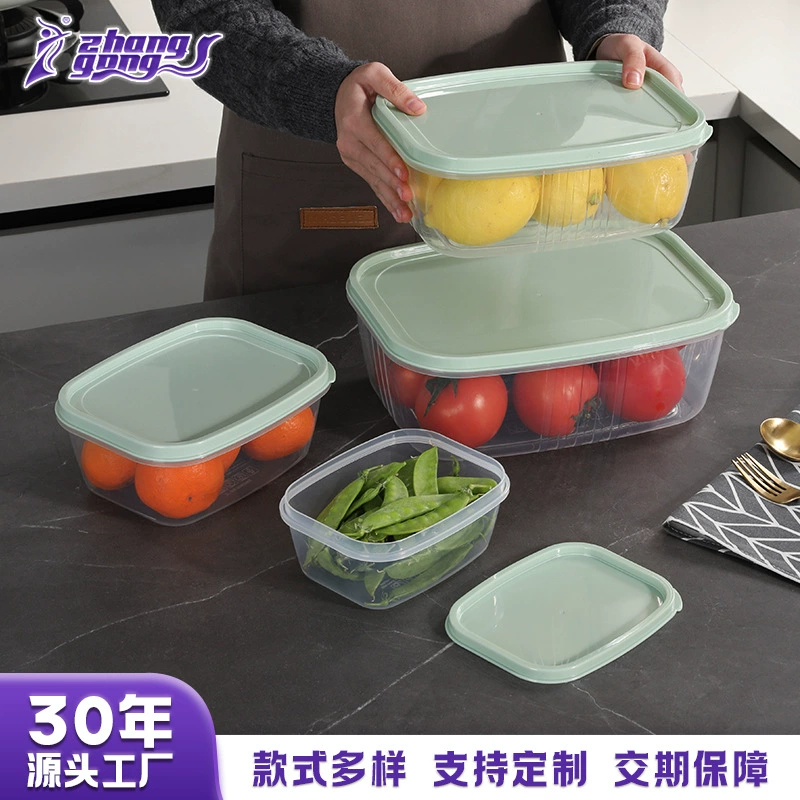 Чжан Гун прямоугольный прозрачный ящик для свежести набор из четырех предметов с крышкой можно нагреть Ланч-бокс Бытовой Холодильник ящик для свежести производители оптом