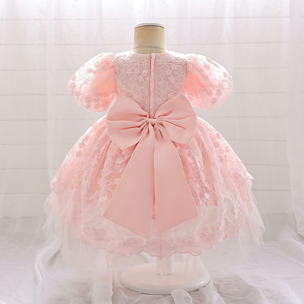 Vestido de los nuevos niños de Europa y América noble trailing flor niña boda princesa vestido malla pastel vestido en stock