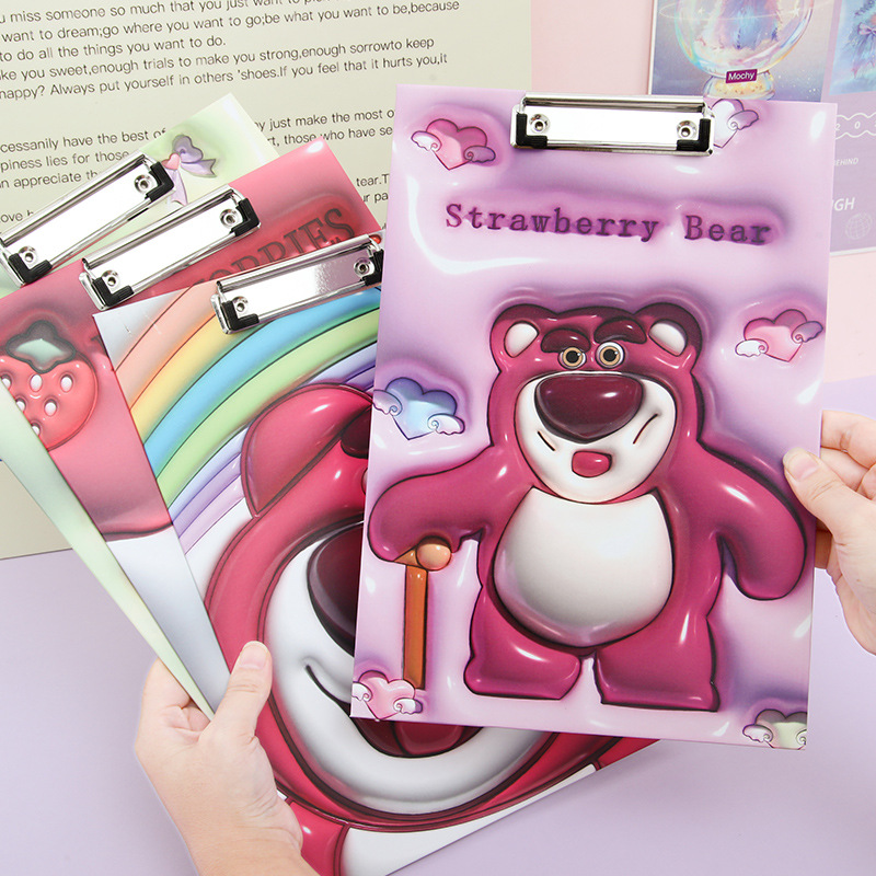 Portapapeles expandible A4 con diseño de oso fresa, bloc de notas para estudiantes, carpeta de documentos, portapapeles multifuncional.