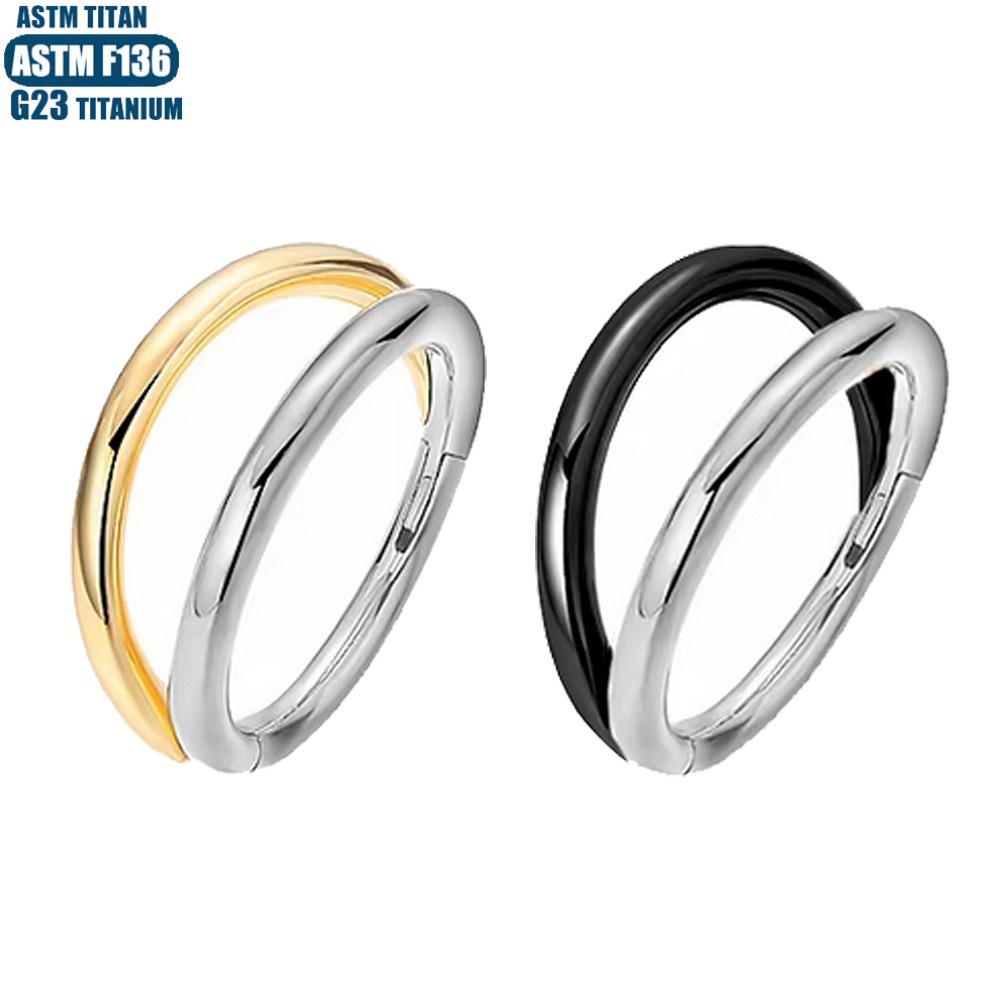 F136 Implant Grade Titanium Nose Ring Bifurcation Inlaid Zircon Seamless Ring Earrings Nose Piercing Jewelry detail image 19