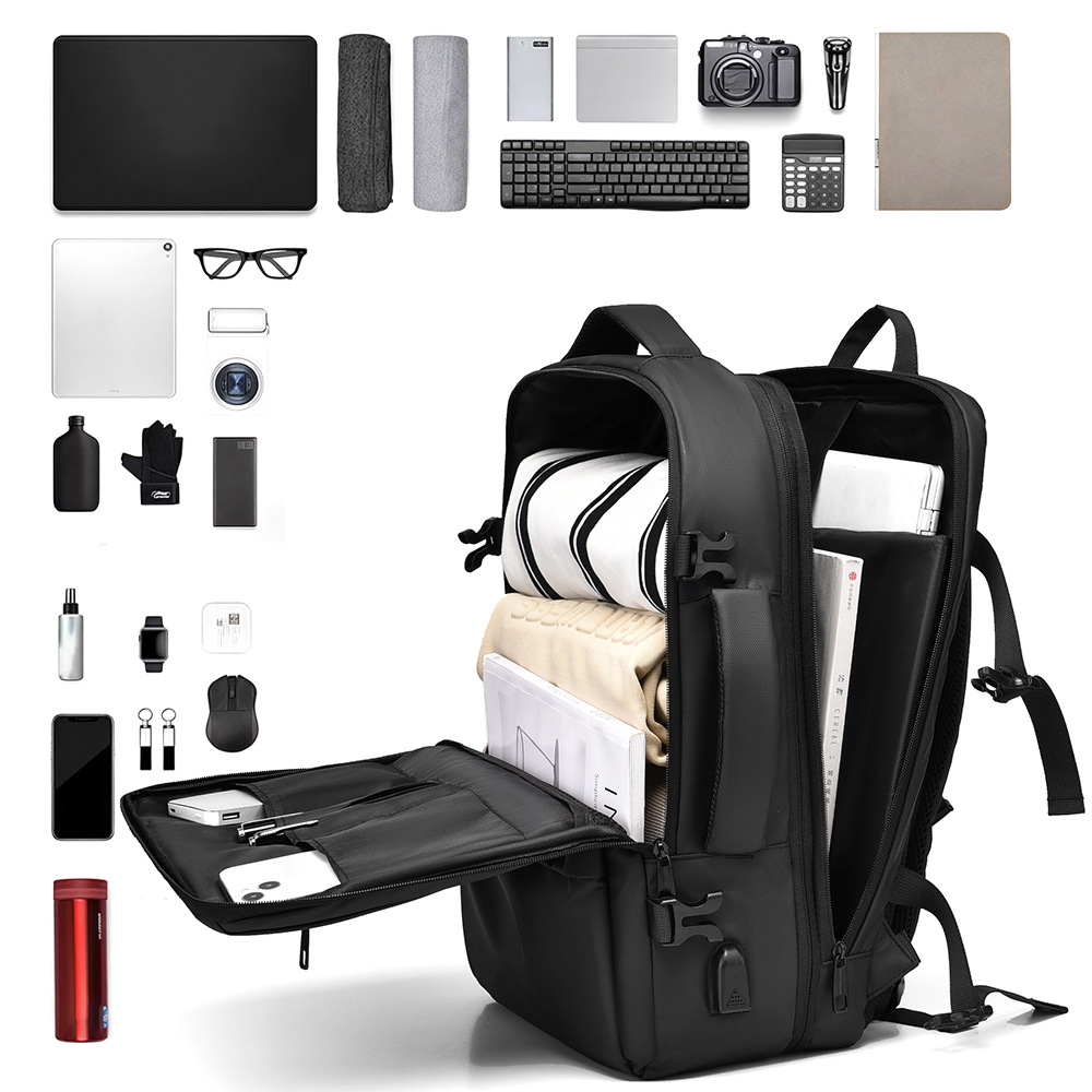 Großer Business-Rucksack mit Zahlenschloss für Herren, Laptopfach mit erweiterbarem Stauraum, hochwertige Verarbeitung, leicht_voghion.com