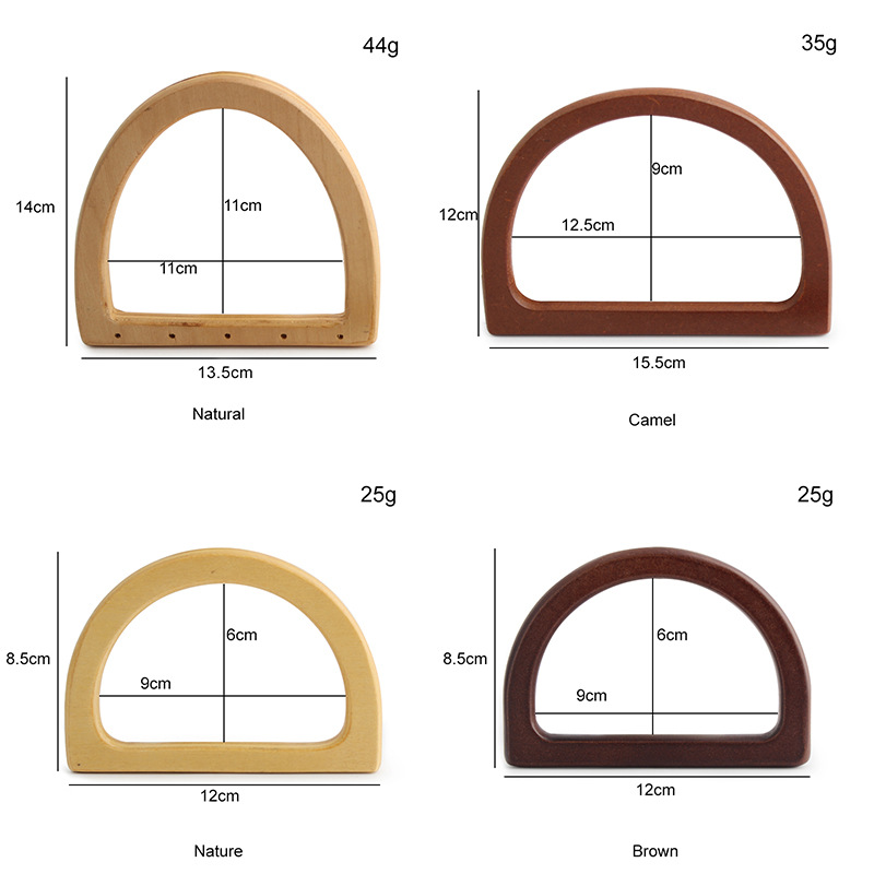Bolsa de mano de mujer transfronteriza en forma de D, mango de madera fresco, accesorios de mango de madera para bolsas de tallar láser DIY image 5