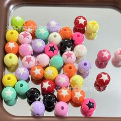 10mm焼き漆滴油五角星円珠diyアクリル散珠包掛携帯チェーンキーホルダー部品材料