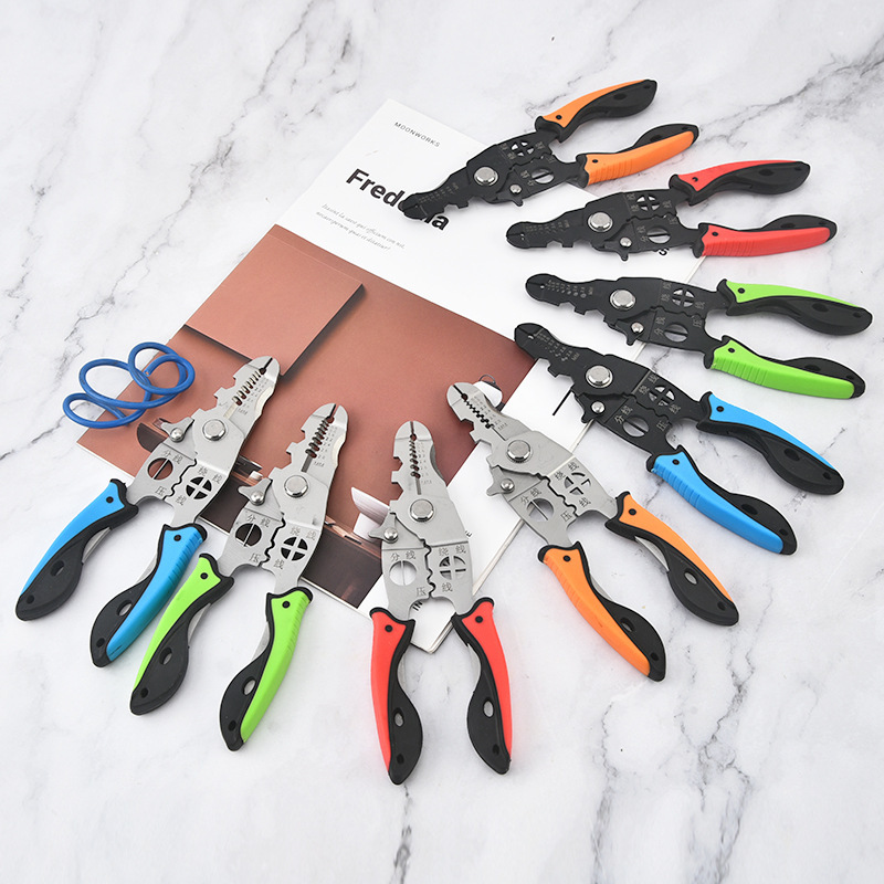 不锈钢压线钳多功能电工分线钳线剥线皮扒皮电缆剪刀剥线钳绕线剪