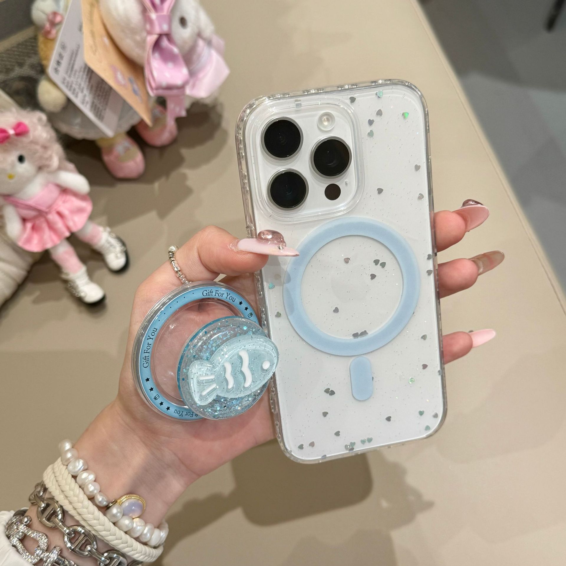 Pez de cristal de brillo simple para Apple 15ProMax funda para teléfono móvil 16Pro magnético 14/13 nuevo 16PM