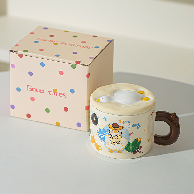 Taza retro de alto valor Taza de cerámica artística Regalo de cumpleaños para niñas, novia, regalo de mano, caja de regalo
