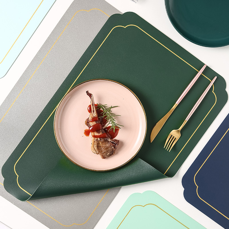 Estilo chino transfronterizo Ruyi Phnom Penh Mantel de cuero Mantel de mesa occidental de alta gama Alfombrilla de mesa redonda impermeable Mantel de hotel