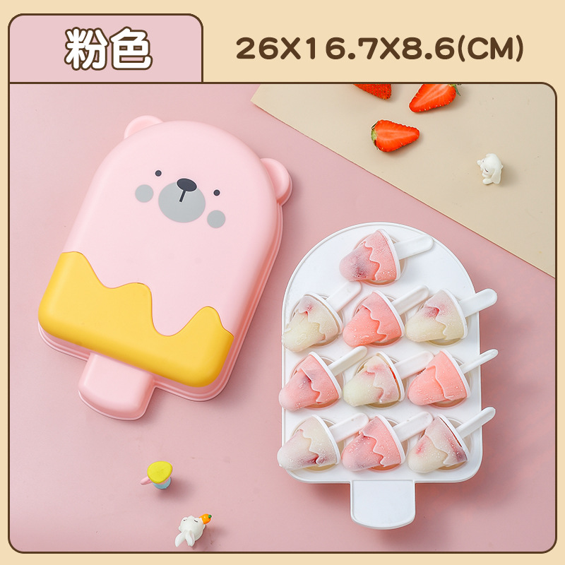 Molde de helado de oso Popsicle contenedor de helado máquina de hielo caja de pudín molde de paleta de hielo casero