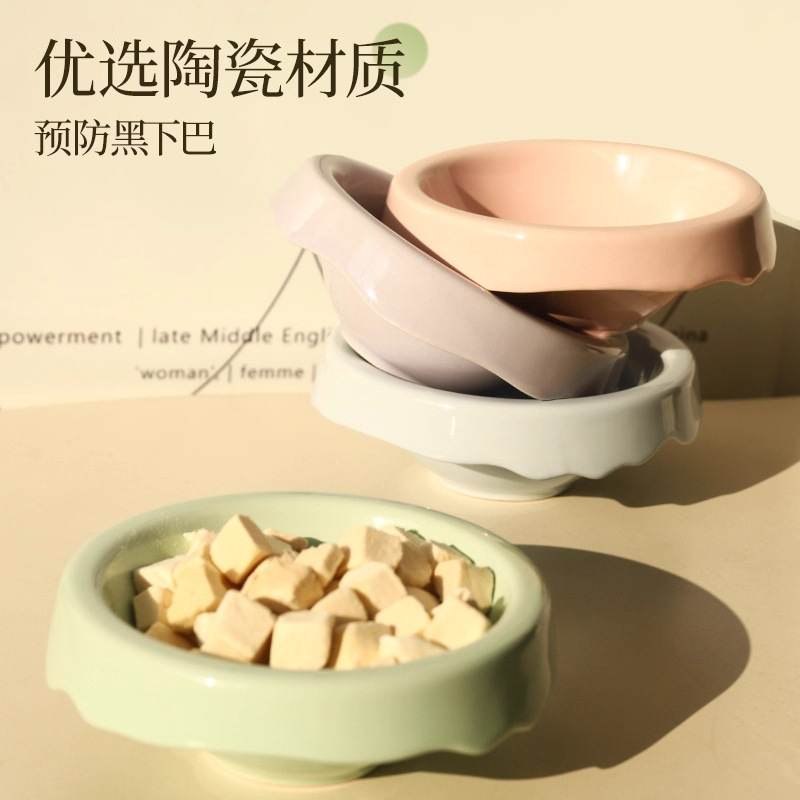 猫碗陶瓷高脚狗碗食盆吃饭喝水喂食碗保护颈椎碗架子防打翻猫粮碗|undefined